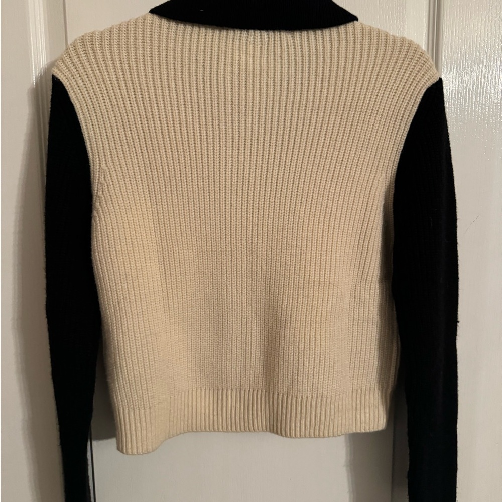 Zara Color Block Cream And Black Button Down Swea… - image 7